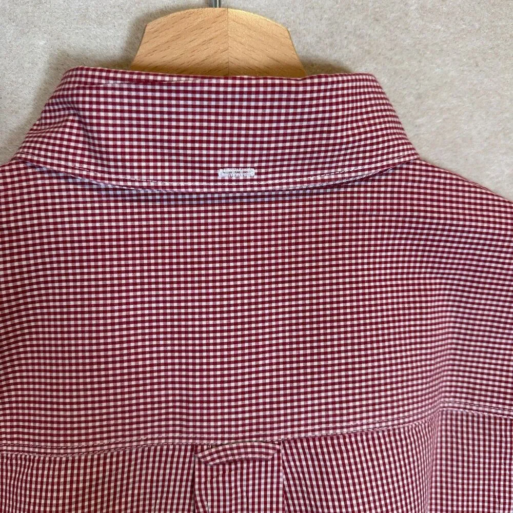 Vintage 90s Banana Republic Red Gingham Shirt Men's M Made Hong Kong Preppy